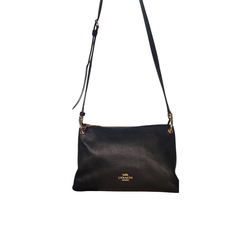 Coach Mia Crossbody Bag Black Pebbled Leather F76645 Adjustable Strap